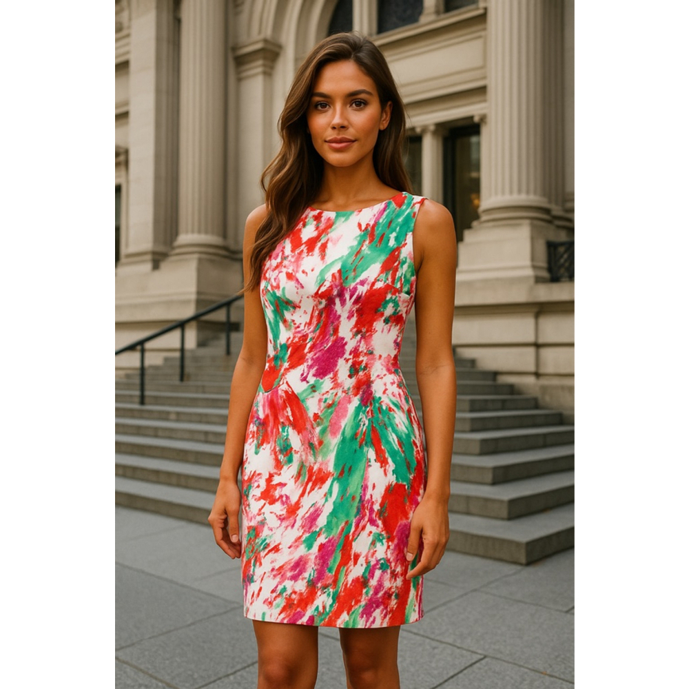 AGB Abstract Shealth Dress Paint Splash Art Teacher Artsy Sleeveless Bold Artist